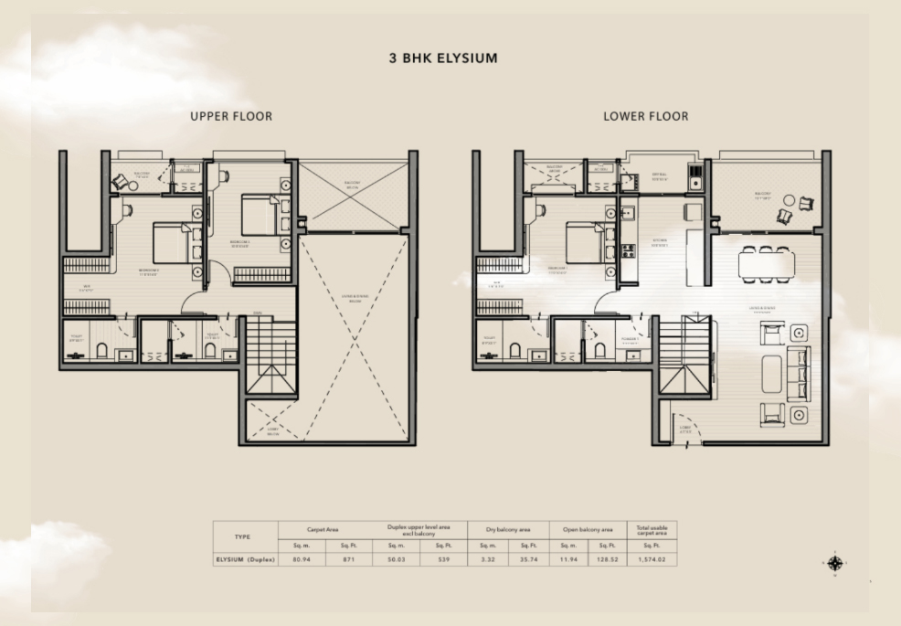 The Canary Sky Oasis - 2 and 3 BHK Plan