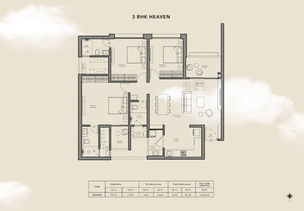 The Canary Sky Oasis - 2 and 3 BHK Plan